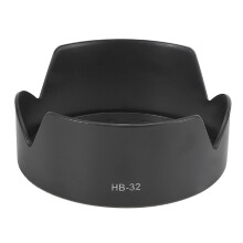 HB32 Schwarze Kunststoff-Gegenlichtblende mit Kamerahalterung, kompatibel mit AFS DX 1870mm 18135mm Objektiven