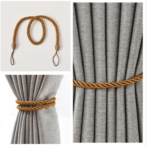 Set mit 2 Gardinenhaltern, gewebte Vorhanghalter Brown 1