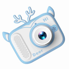 1080p digitale kindercamera met dubbele lens, 2,0 inch IPS-scherm, ingebouwde batterij, fotolijstjes, spelletjes en nekriem.
