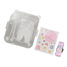 Instant Camera Hoes Kit Schouderriem Sticker Camerahoes Duurzame Camera Beschermhoes Transparante Hoes Compatibel met Instax Mini 12 Roze