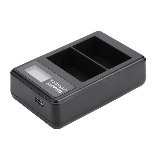 Carregador de bateria de câmera de canal duplo com porta USB e visor LCD, compatível com acessórios Canon (compatível com LP-E6). 2