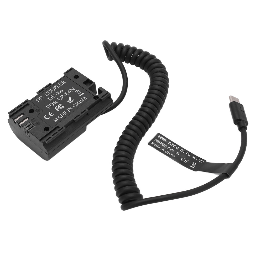 Type C Lpe6 Full Decoded Dummy Battery Dc Coupler Power Adapter Compatible With 5D4 6D2 7D Camera 3237142495297