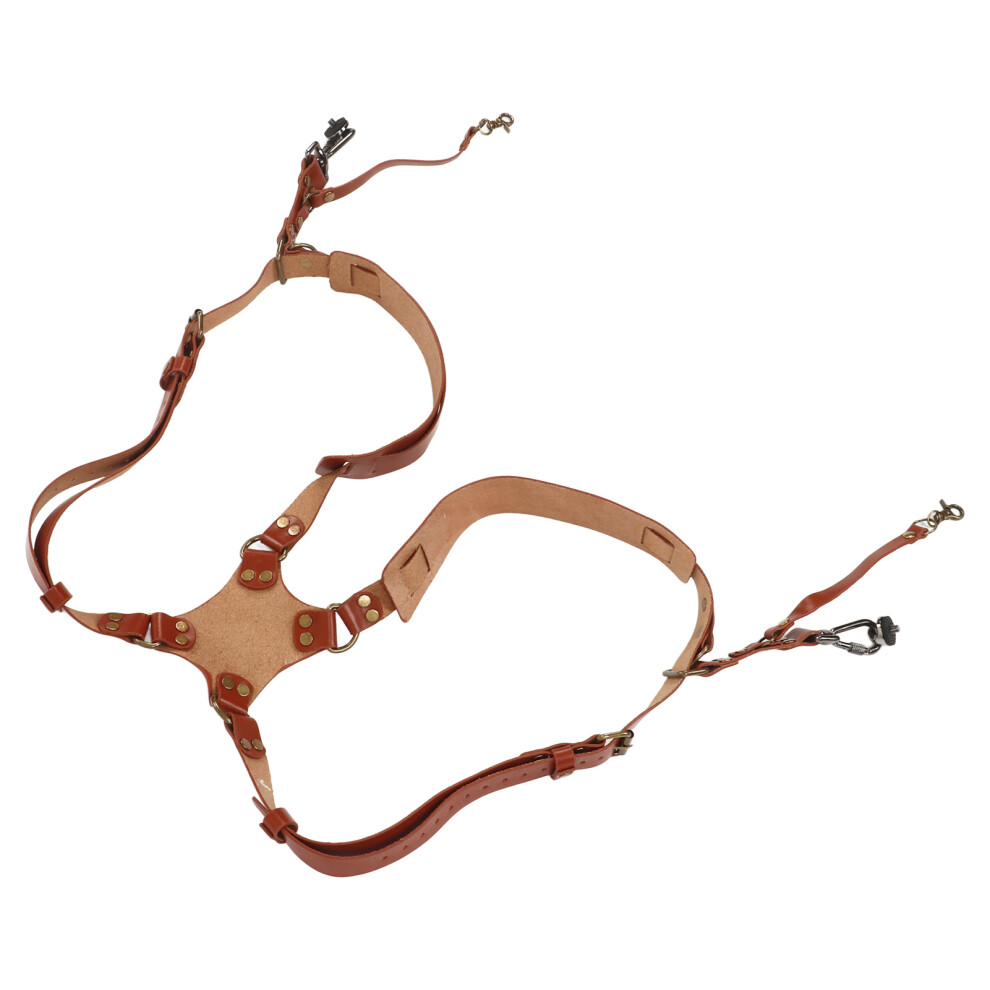 Camera Harness Strap Leather Double Shoulder Camera Strap Harness Accessories Compatible With Digital Camera Slr Camera X Type, Brown 3486935814276