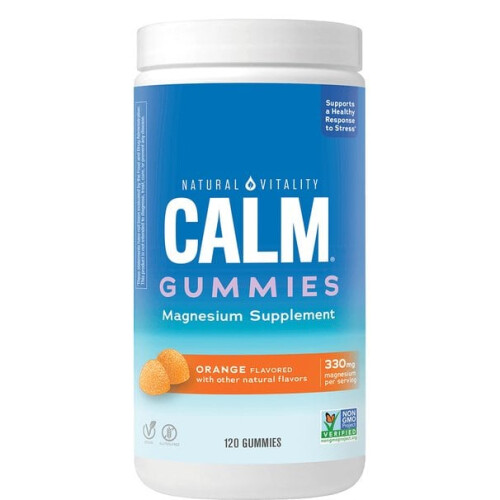 (60 Gummies) Natural Vitality CALM Magnesium Gummies – 330mg Raspberry Lemon, 60 Count