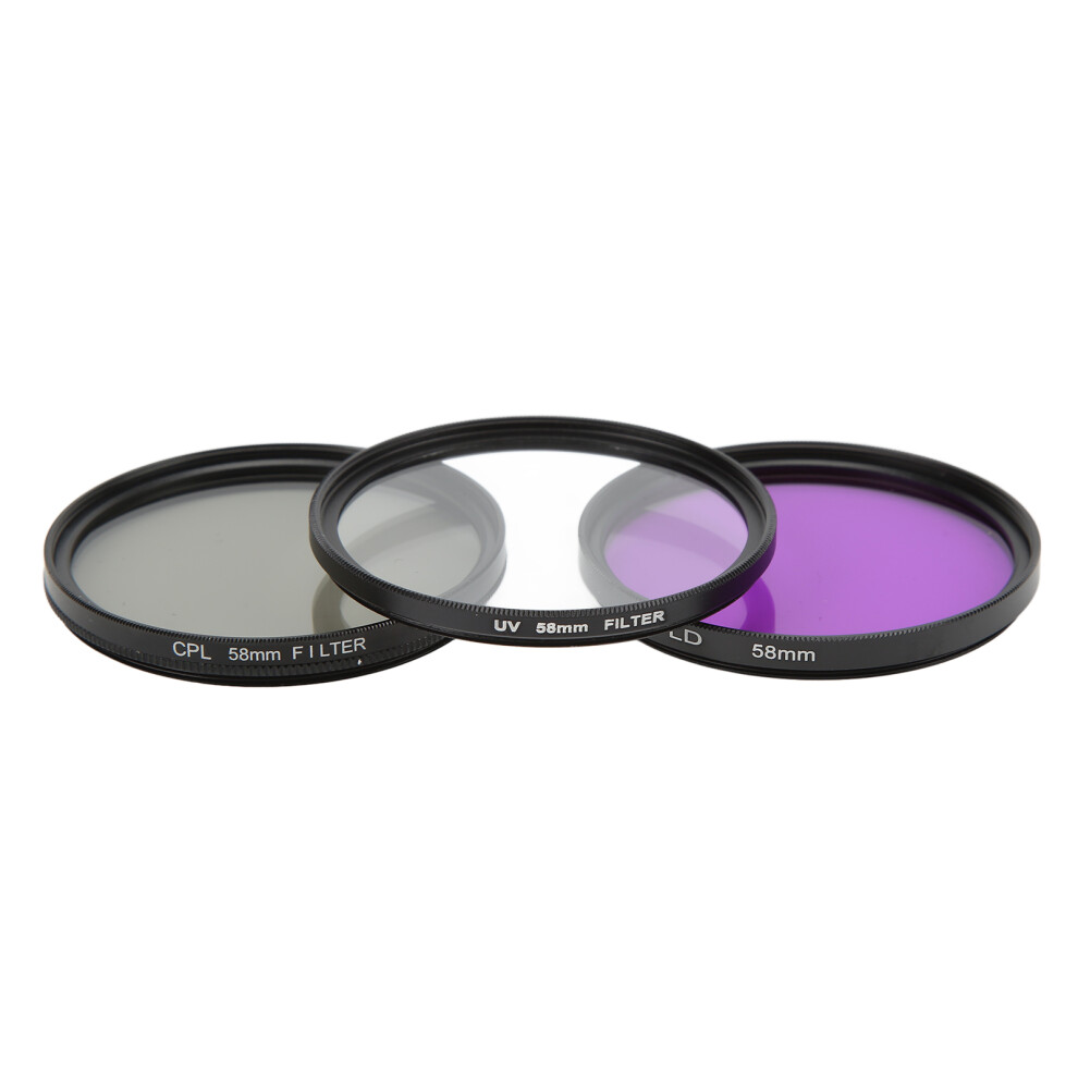 3Pieces/Set Multi Coated Lens Filter Kit Uv Cpl Fld Lens Filter Set Compatible With Digital Camera Accessories58mm(1486) 3022332194100