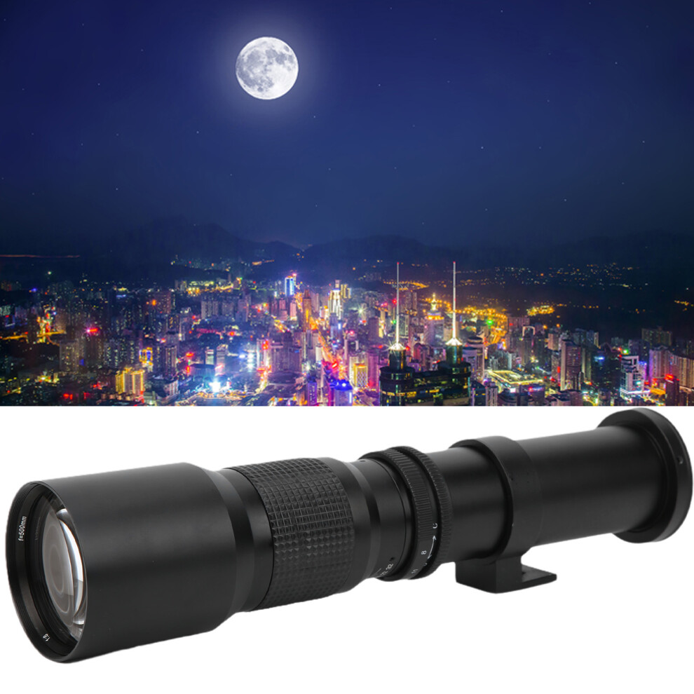 500Mm F8-F32 Manual Focus Telephoto Lens With 2X Magnification For Canon Efs Mount (Black) Black 9481387995393