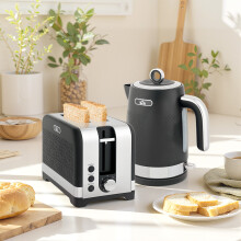 (Black) HOMCOM 3000W Rapid Boil Kettle and Toaster Set with Otter Thermostat