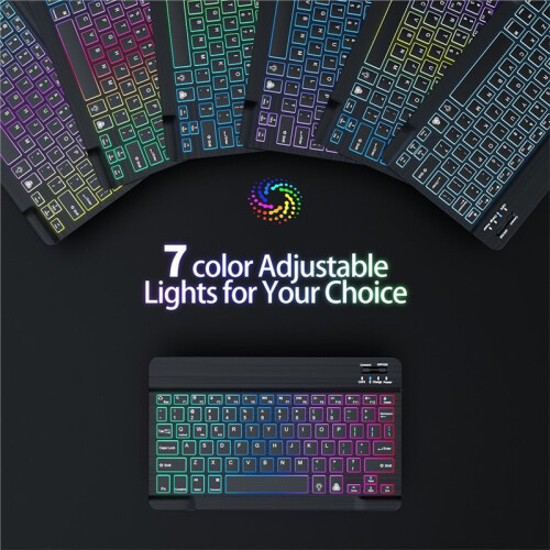 10inch Tablet Wireless Keyboard and Mouse RGB Backlit Rechargeable  English Keyboard Mouse Combo Kit 2