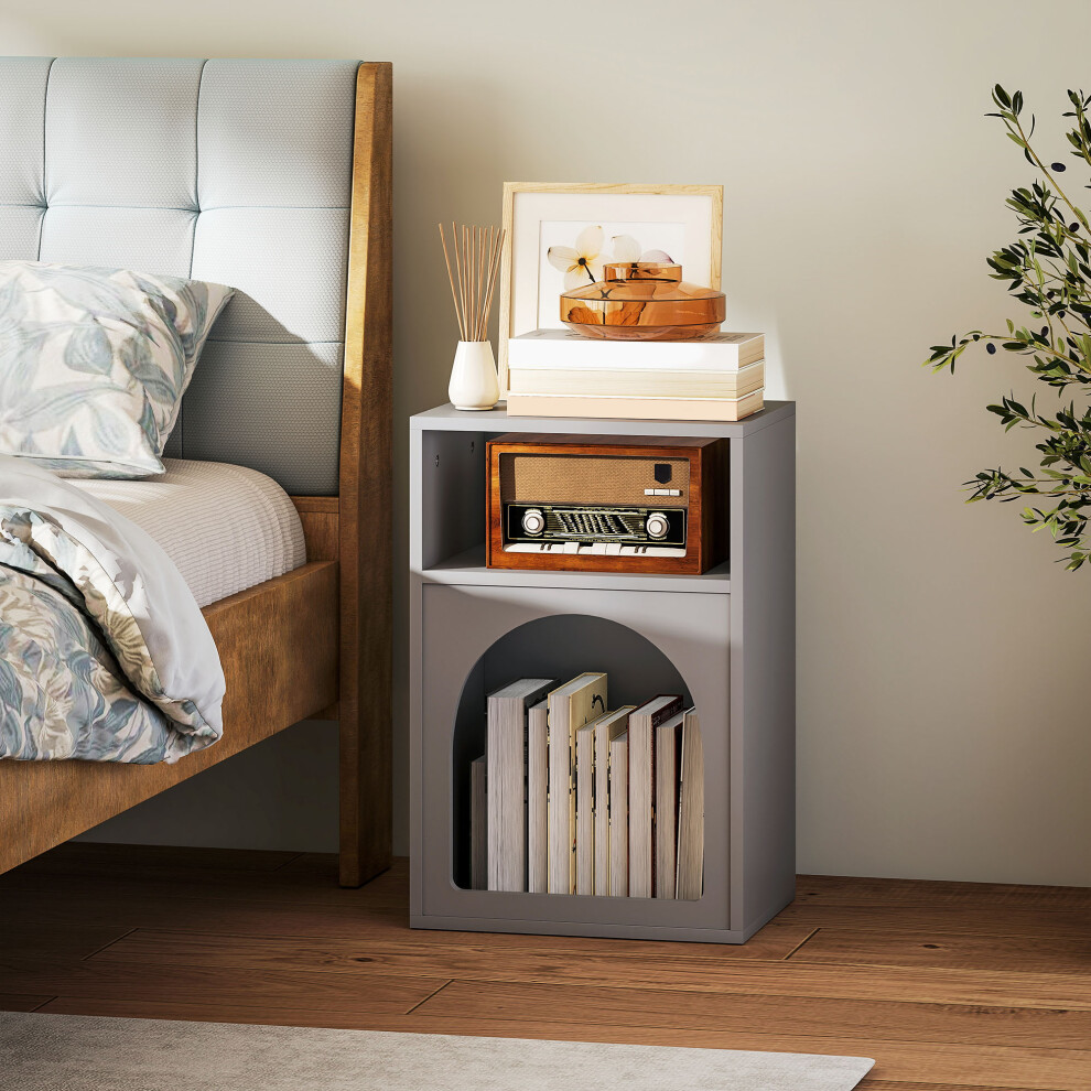 Homcom (Grey) Bedside Table, Modern Bedside Cabinet For Bedroom Grey