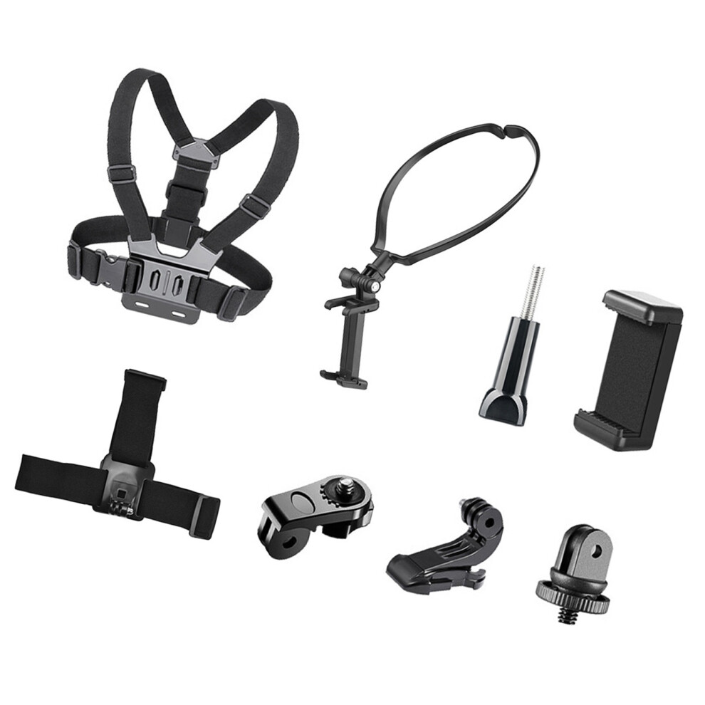 Sports Camera Accessory Set: Chest Strap Mount, Head Strap, Neck Holder, Phone Holder For Cycle Hiking Boating Travel Video Recording Live Stream 3407913663983