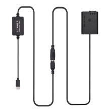 PD USB Type-C-kabel naar NP-FW50 dummy-batterij DC-koppeling, vervangend, compatibel met A7S2 A7S A7 II R RII A7M2 A6000 A6300 A6500 A7000