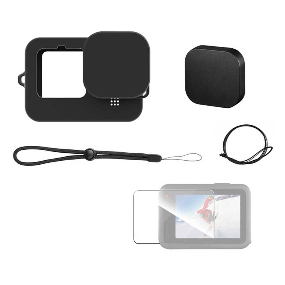 Andoer Sports Camera Housing Case Set Protective Camera Frame+Tempered Glass Lens Protector+Lens Cover Replacement Compatible With Gopro 10 9 3302946351985