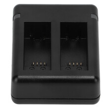 Camera-dubbele batterijlader, snelladende draagbare USB-lader met indicatielampje en datakabel, compatibel met actiecamera's.
