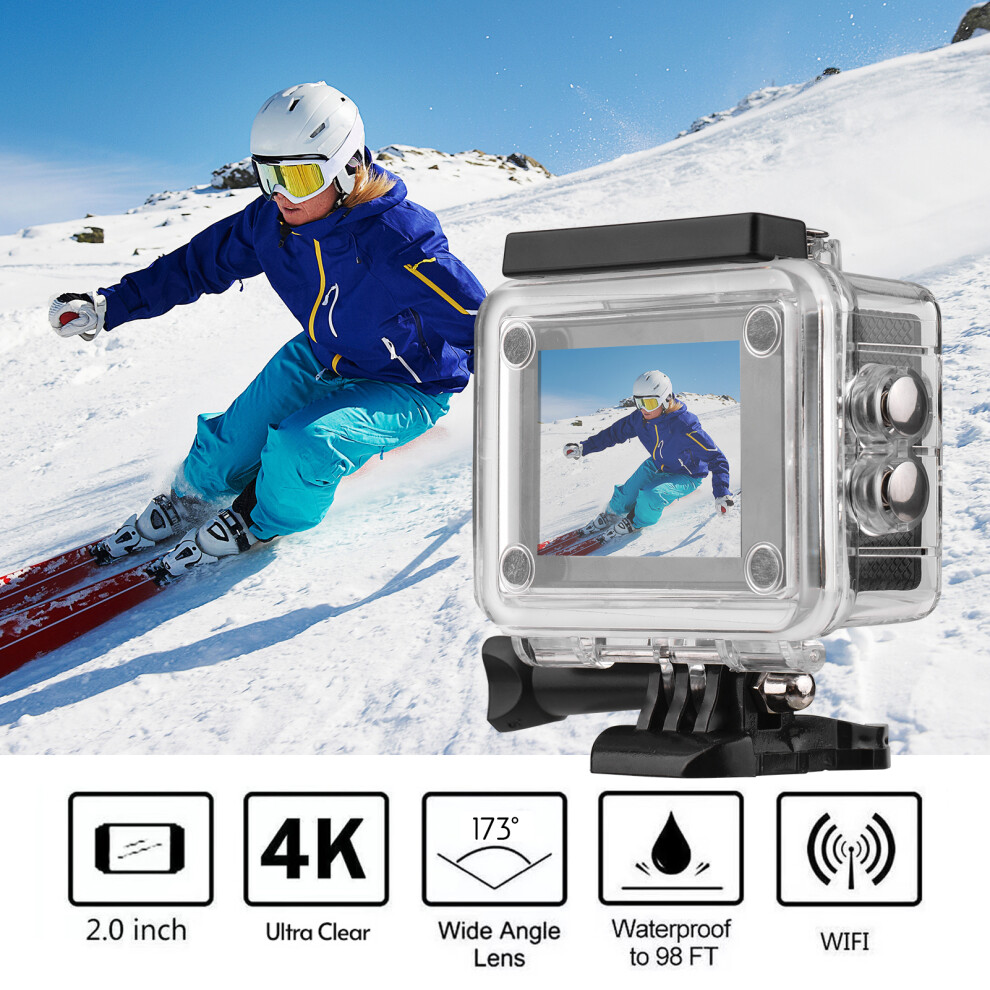 4K Wifi Action Camera 16Mp 173 Wide Angle 2.0 Inch Lcd 30M Waterproof With Mounting Accessories For Diving Surfing Skiing Cycling 3347224377752