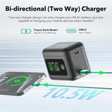 Fast Battery Charger for  X4 Air,27W Intelligent Two Way Charger Hub with LCD Display Shows Battery SOC