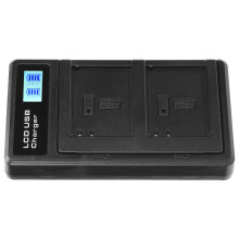 Draagbare camera-acculader compatibel met NB-10L camera, dubbele lader met lcd-scherm.