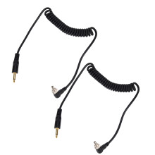 2 stuks universele 3,5 mm naar mannelijke flits-pc synchronisatiekabel, spiraalkabel met schroefsluiting, compatibel met digitale camera's