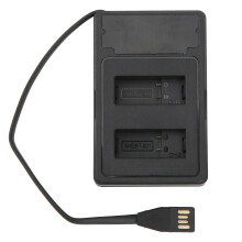 Kamera-Akkuladegerät mit zwei Ladeschächten, LCD-Display, USB-Typ-C-Eingang und Kabel, kompatibel mit GoPro Hero9