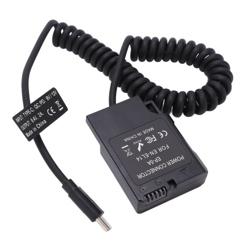 Type C Power Adapter DC Coupler ENEL14 Full Decoding Dummy Battery Compatible With Nikon D5600 D5500