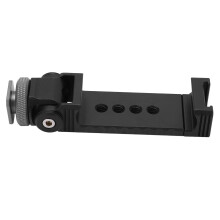 Suporte portátil para celular com encaixe para sapata fria e suporte giratório para celular.