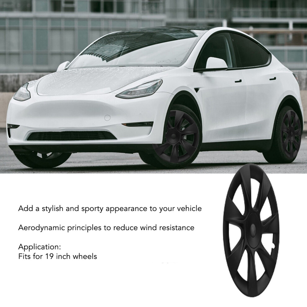 4 Matte Hub Caps 19 Inch Wheels Black 7055741515606