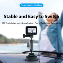 TELESIN TE-SUC-010 Zuignaphouder van aluminiumlegering met dubbele kogelkop en 1/4 inch schroefdraad voor GoPro 11 10 9 actiecamera ILDC smartphone