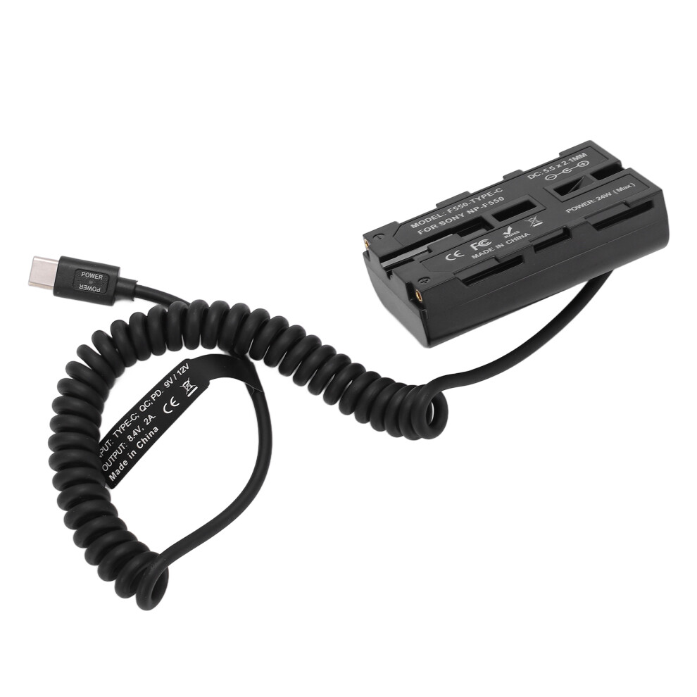 Type C To Np F550 Spring Power Cable Dummy Battery Power Adapter Compatible With Monitor Fill Light 3079866408579