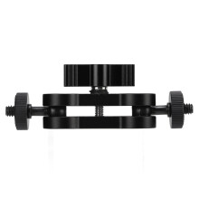 Universele dubbele kogelkopadapterarm met 1/4 inch schroefdraad en uitgebreide verbindingsbeugel, zwart.