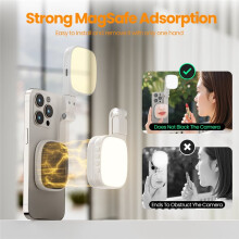 Multifunktionell Magnetisk Mobiltelefon Selfiespegel Fyllnadslampa 3 Färgtemperaturlägen Bärbar Ficklampa