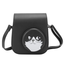 Vintage PU cameratas met enkele schouderband, messenger bag, opbergtas, geschikt voor mini11 camera's, grijs/zwart, kleine kat