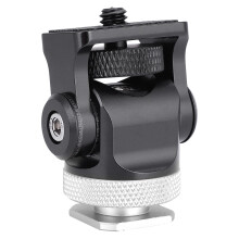 Hot Shoe-houder voor monitor, flitser, microfoonhouder, 1/4 inch schroefdraad, camerahouder, statiefbeugel (zwart zilver)