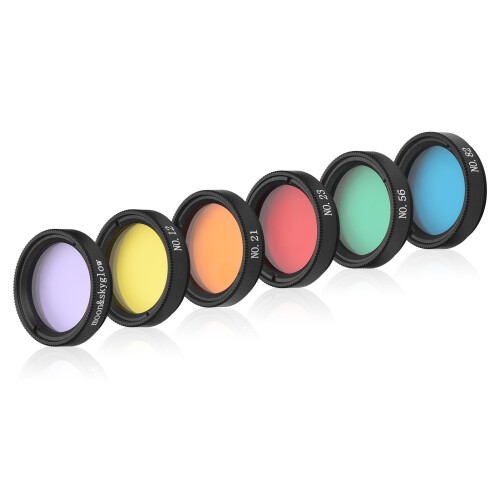 Kit com 6 filtros para telescópio de 1,25 polegadas, compatíveis com telescópios astronômicos para observação da Lua e planetas. 1