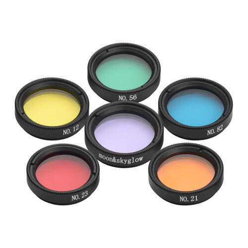 Kit com 6 filtros para telescópio de 1,25 polegadas, compatíveis com telescópios astronômicos para observação da Lua e planetas. 2
