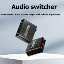 2-Port 3,5-mm-Stereo-Audio-Umschalter, Bidirektionaler für Audio-Splitter, 2 Eingänge, 2 Ausgänge mit Lautstärkeregler