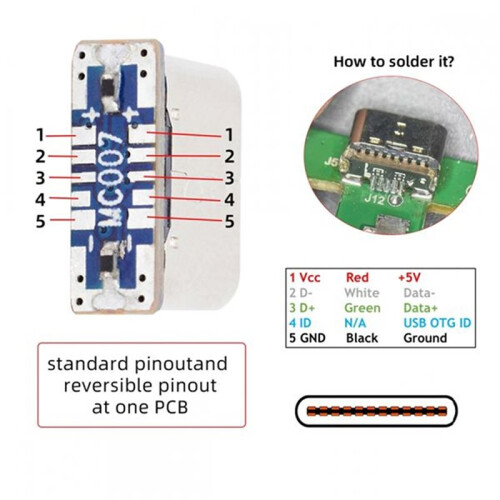 10pcs MC007 MicroUSB to Type-C Adapter Board Charging Data Transmission PCB Board Repair Replacement Connector 2