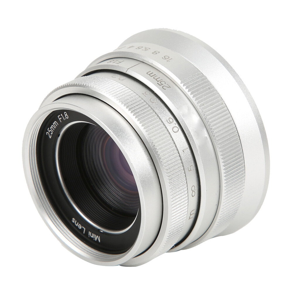 Newyi 25Mm F1.8 Mark Ii Optical Glass Large Aperture Fixed Focus Manual Scenery Humanistic Camera Lens( Compatible With Eos M Mount) Silver 3090734500645