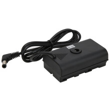 F550 zwarte plastic halve decoder dummy batterij naar DC-aansluiting, compatibel met videolampen, fotografielampen en monitoren, rechte draad.