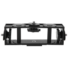 Suporte multifuncional leve em plástico ABS para três celulares, ideal para transmissões ao vivo. Clipe de fixação para maior praticidade.