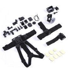 AT393 Kunststof Zwarte 14-in-1 Accessoireset voor Actiecamera's, Compatibel met Sportcamera's