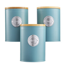 Cooks Professional 3 Piece Kitchen Storage Set with Bamboo Lids | Green / Gold