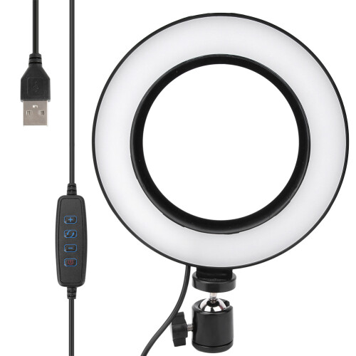 Luz de vídeo LED USB de 6 polegadas com intensidade ajustável, compatível com fotografia, selfies e estúdio ao vivo. 2