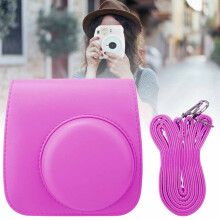 Bolsa protetora estilo retrô para mini câmera, estojo resistente em PU, compatível com Instant mini8/8+/9, roxa.