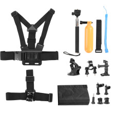 9-in-1 universele accessoirekit voor actiecamera's, compatibel met GoPro, fietsen en klimmen.