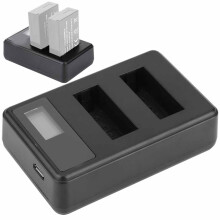 LP-E12 camera-acculader met LCD-laaddisplay en dubbele laadsleuf, zwart