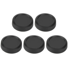 5-teiliges Set schwarzer Kunststoff-Frontlinsenschutzkappen, kompatibel mit spiegellosen Kameras mit Fujifilm FX-Bajonett