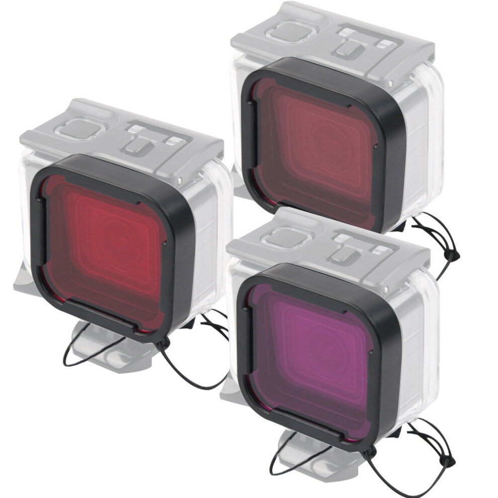 3Pieces Underwater Diving Filters Set Compatible With Gopro Hero 5 / 6 Red/Pink/Purple 3184681279324
