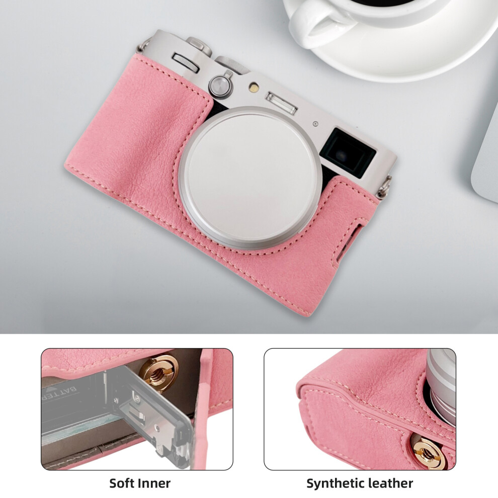 Retro Style Portable Camera Protective Case With Bottom Opening Design And Shoulder Strap For Fujifilm X100vi Camera Carry Bag 3450682674100