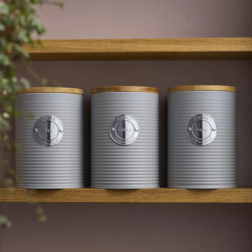 Cooks Professional Cooks Professional 3 Piece Kitchen Storage Set with Bamboo Lids | Grey / Silver 1