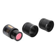 Ocular electrónico USB 2.0 de 2 MP compatible con microscopios de 23,2 mm, 30,0 mm y 30,5 mm. Incluye dos anillos adaptadores.