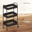 Homcom (Black) HOMCOM 3 Tier Rolling Utility Cart with 3 Mesh Basket 6